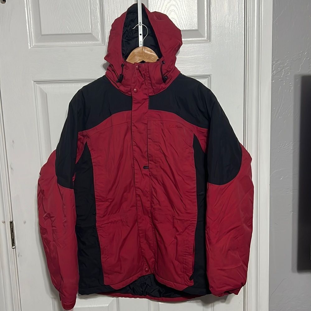 🔥🔥 LL BEAN Thick Lined Multi-Pocket Hooded Nylon Winter Snow Jacket Coat - EUC